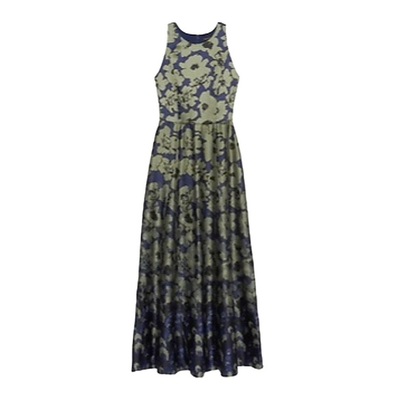BANANA REPUBLIC Silky Floral Contrast Stitch Maxi Dress - Picture 14 of 14